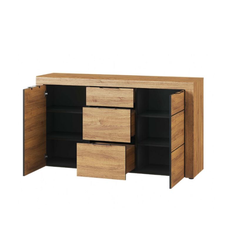 Sorelle Large Oak Effect 3 Drawer Sideboard K45