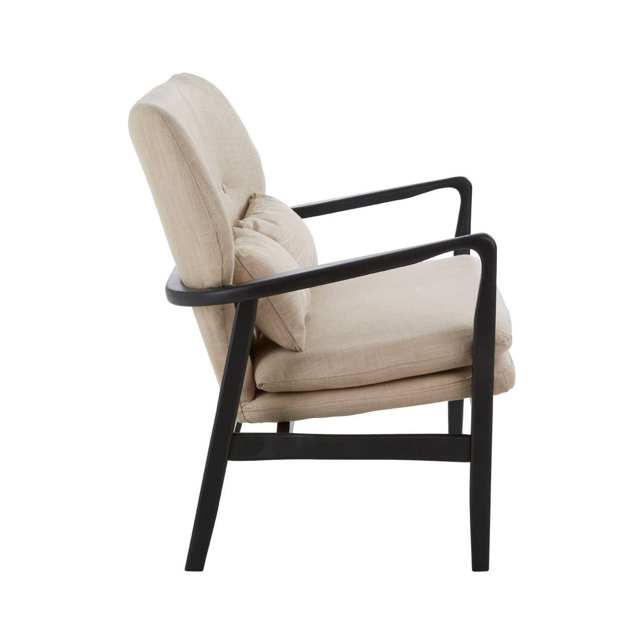 Stockholm Two-Seat Sofa – Beige Linen & Black Birchwood