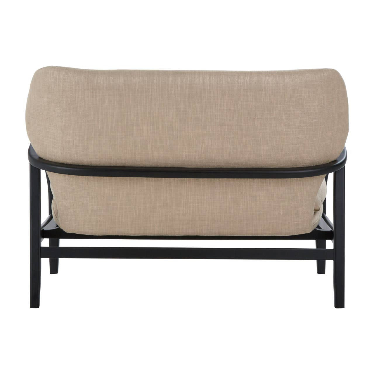 Stockholm Two-Seat Sofa – Beige Linen & Black Birchwood