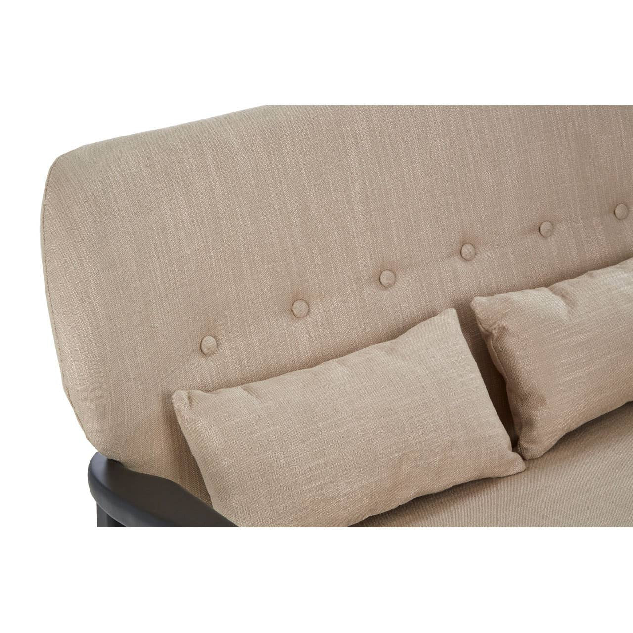Stockholm Two-Seat Sofa – Beige Linen & Black Birchwood