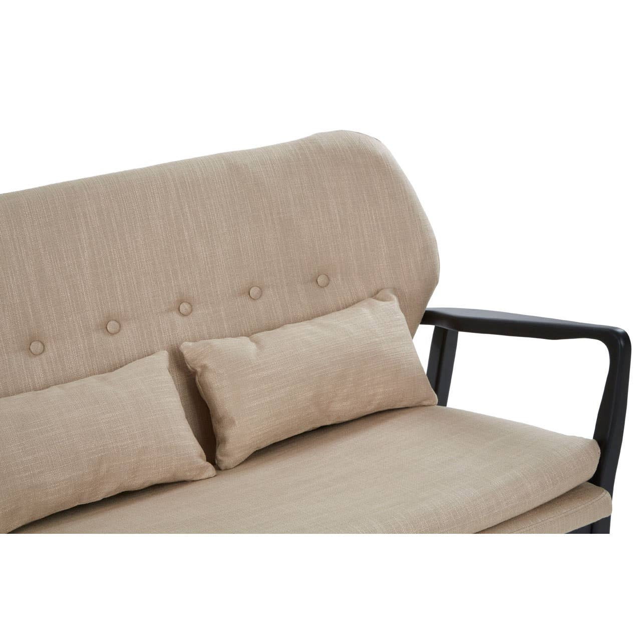 Stockholm Two-Seat Sofa – Beige Linen & Black Birchwood