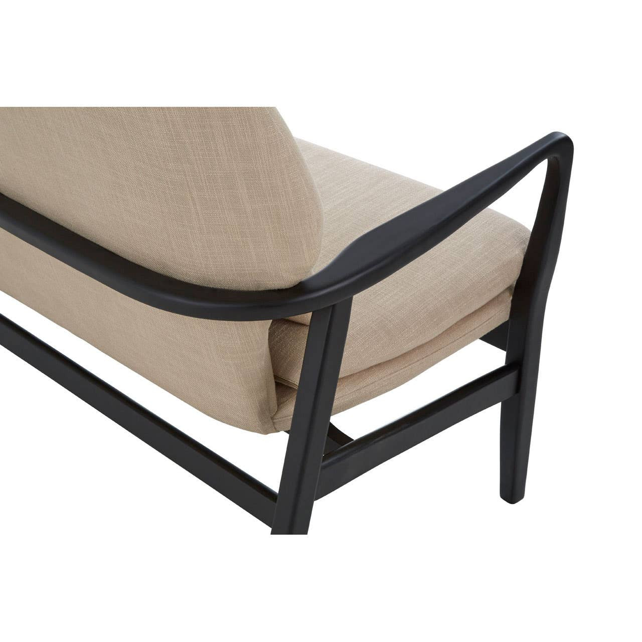 Stockholm Two-Seat Sofa – Beige Linen & Black Birchwood