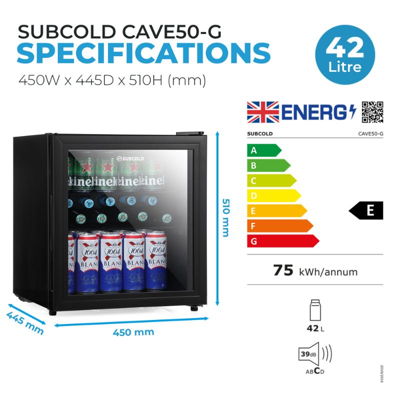 Subcold Cave 50 Glass Door Beer Fridge