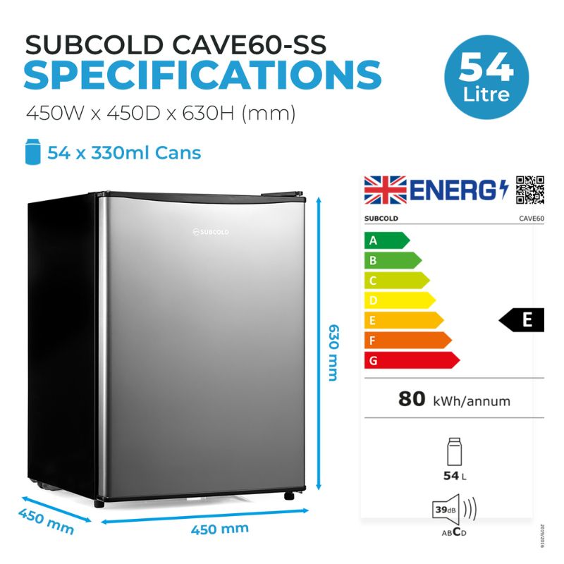 Subcold Cave 60 Stainless Steel Fridge