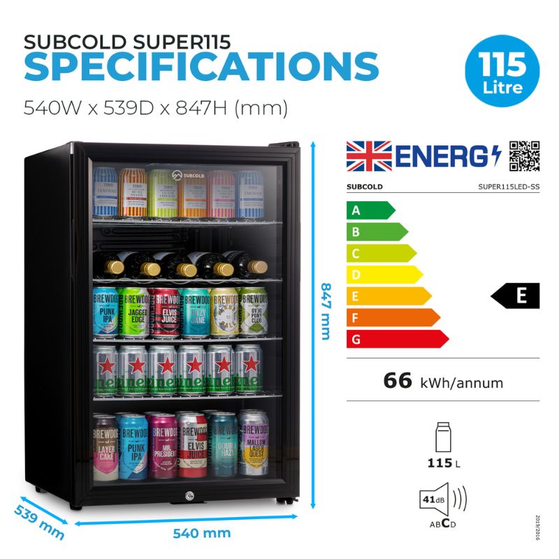 Subcold Super 115 LED Black Beer Fridge
