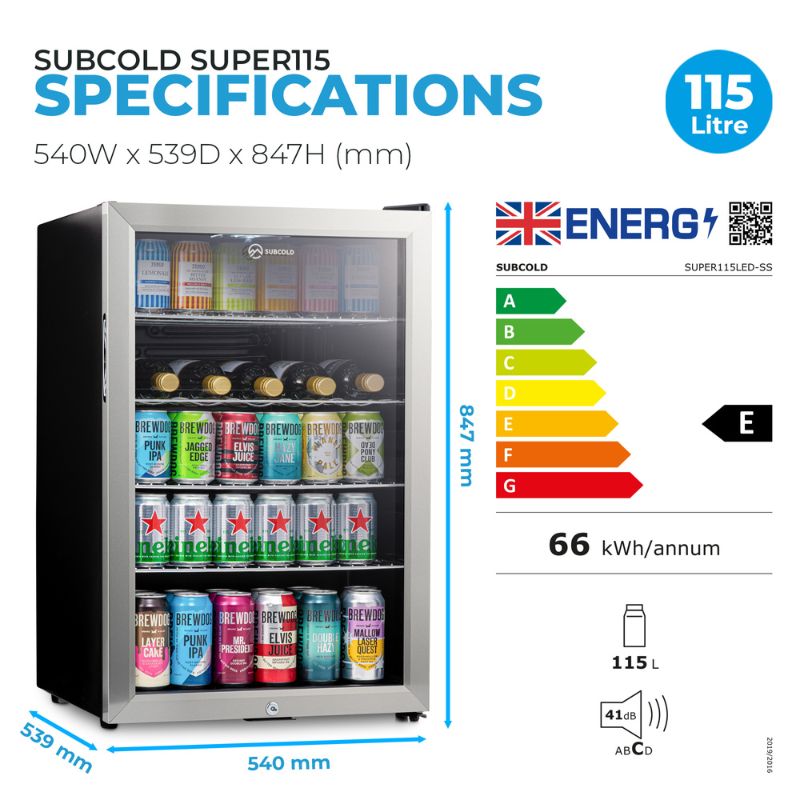 Subcold Super 115 LED Stainless Steel Beer Fridge