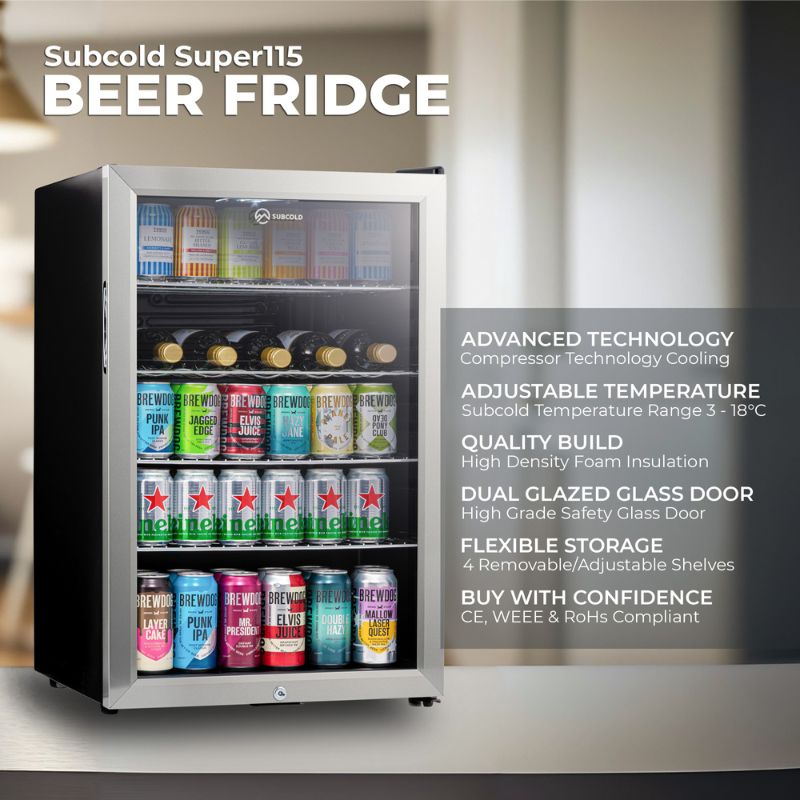 Subcold Super 115 LED Stainless Steel Beer Fridge