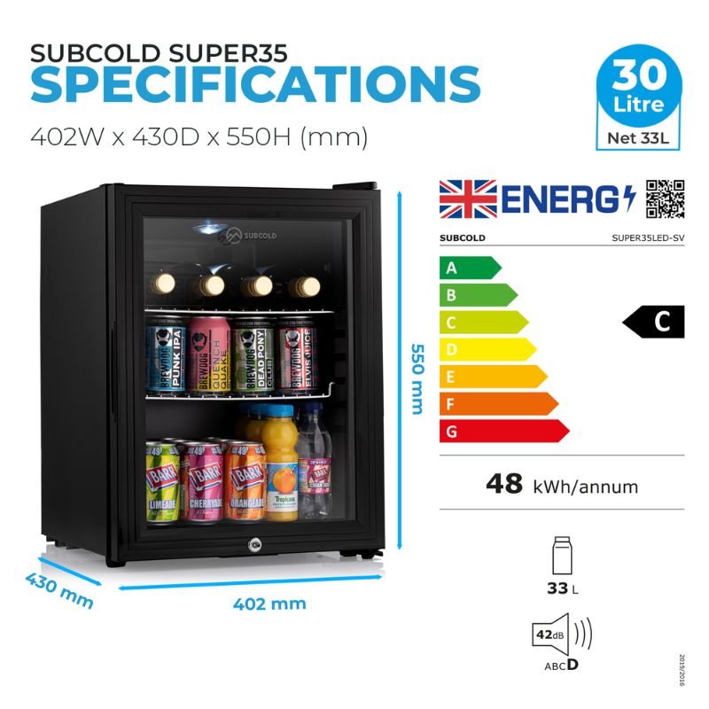 Subcold Super 35 Silver Countertop Beer Fridge