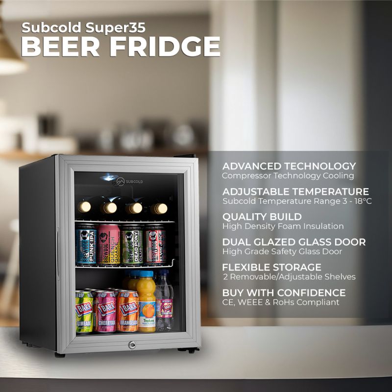 Subcold Super 35 Silver Countertop Beer Fridge
