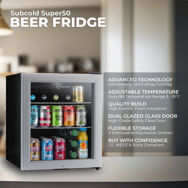 Subcold Super 50 Silver Countertop Beer Fridge