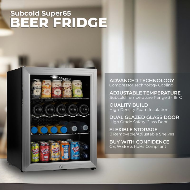 Subcold Super 65 LED Silver Beer Fridge
