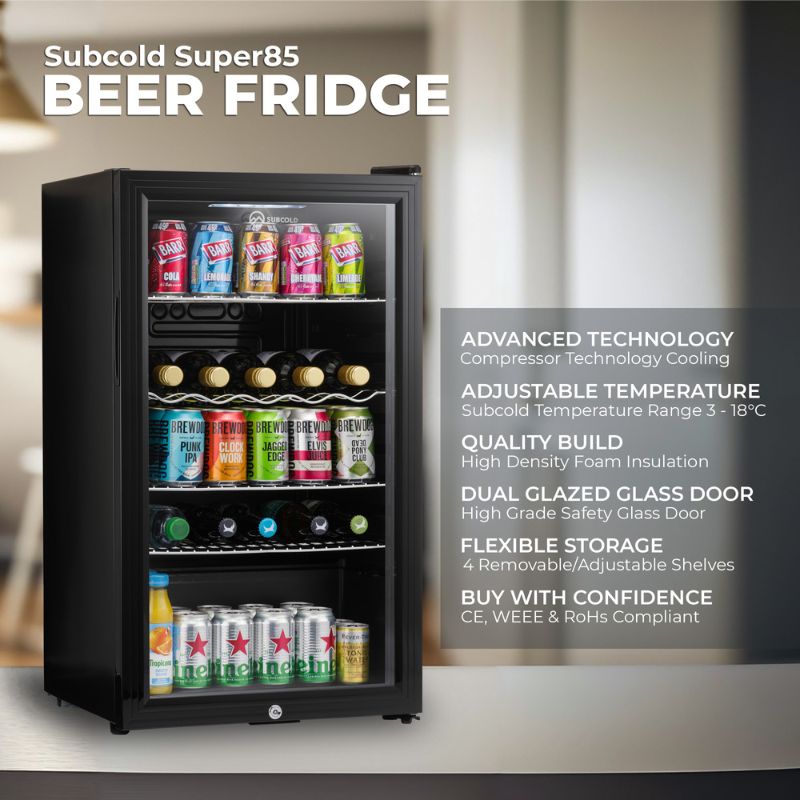 Subcold Super 85 LED Beer Fridge – Black