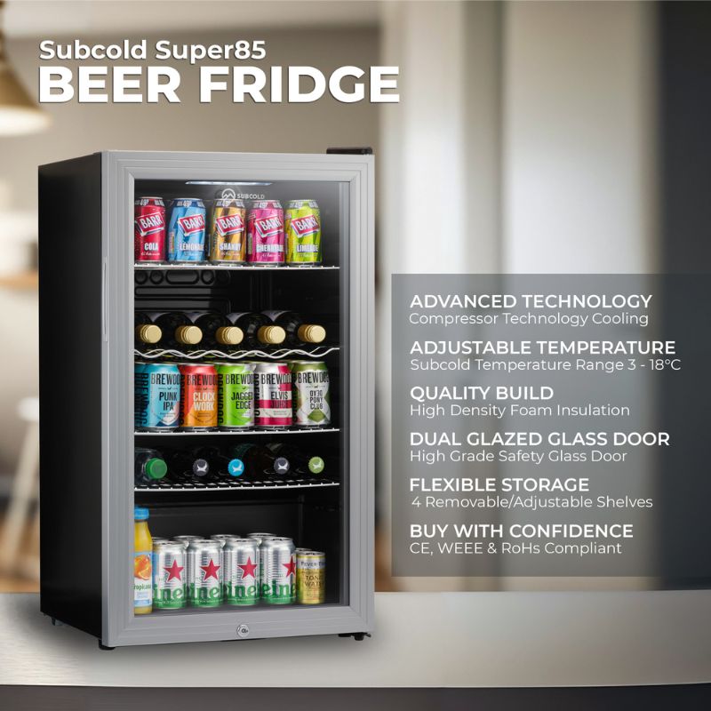 Subcold Super 85 LED Beer Fridge – Silver