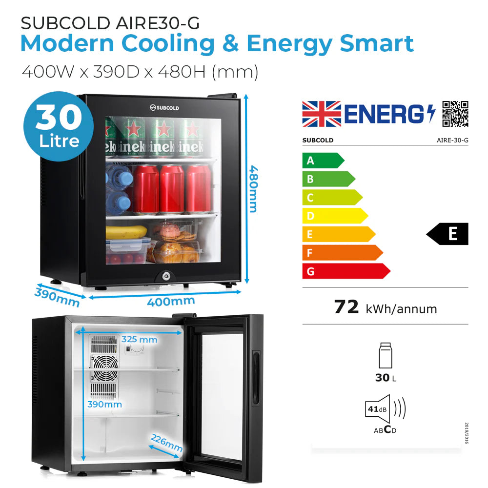 Subcold Aire30-G LED Mini Fridge - Black