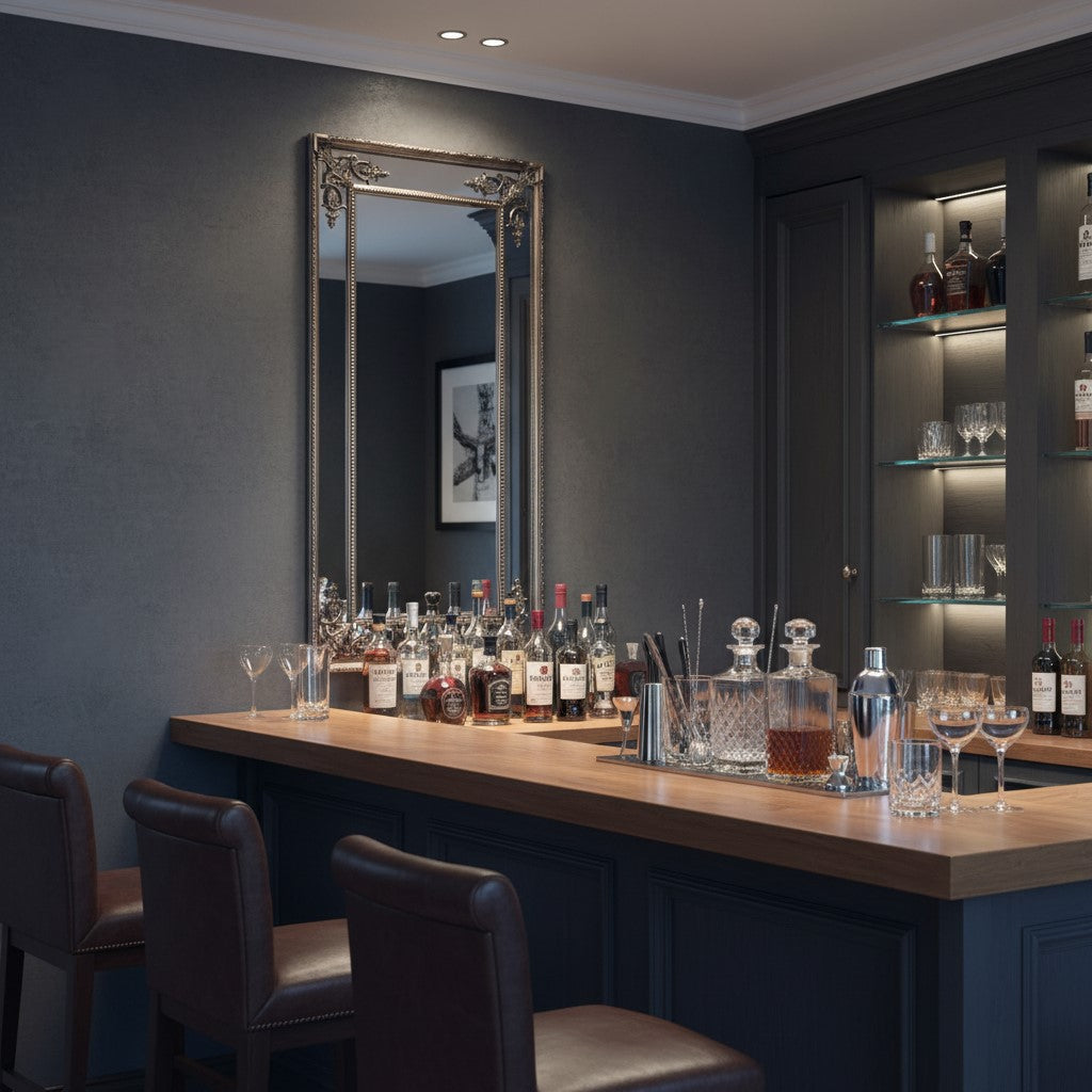 Tall Silver French Mirror without Crest