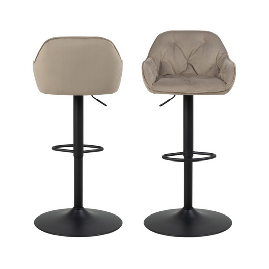 Brooke Swivel Bar Stool with Height Adjustable Function in Beige (Set of 2)