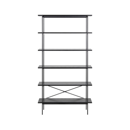 Angus Bookcase with 5 Shelves in Black