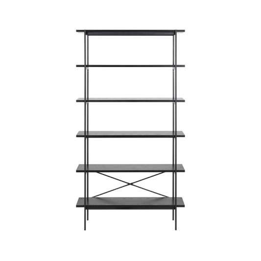 Angus Bookcase with 5 Shelves in Black