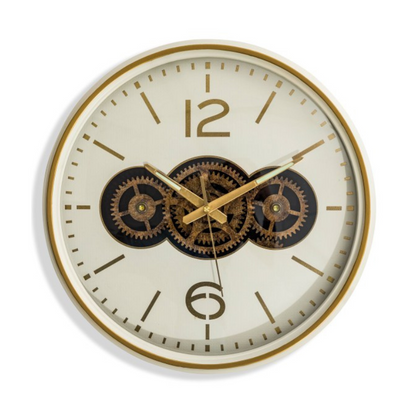White / Cream Moving Gears Clock