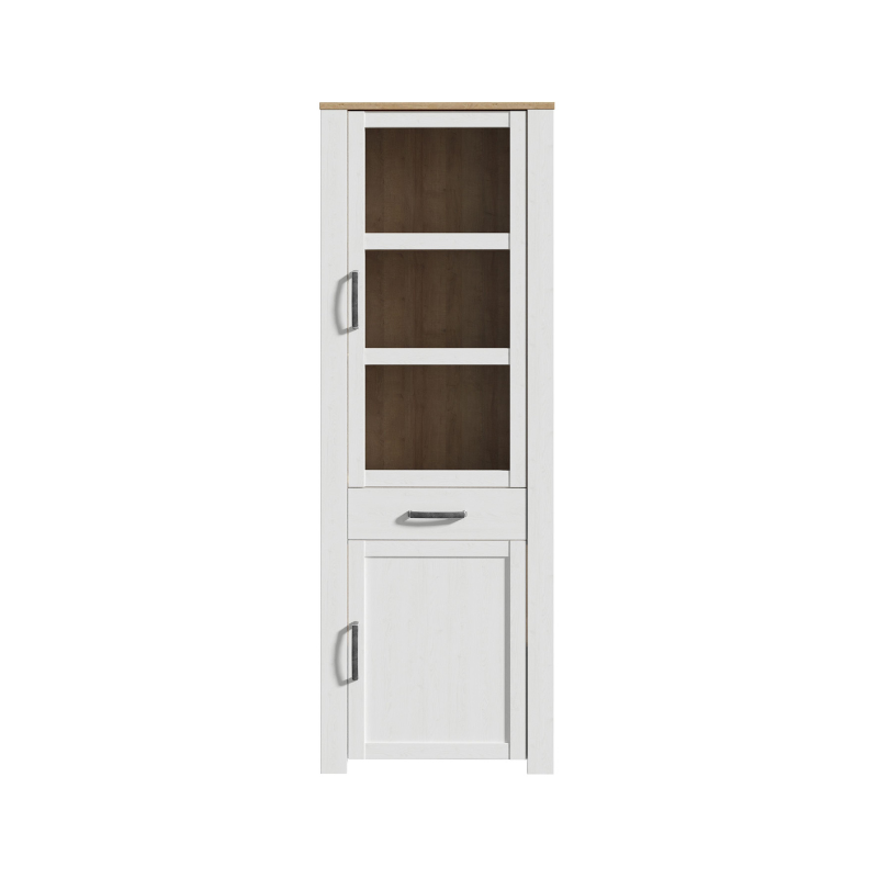 Bohol Narrow Display Cabinet in Riviera Oak/White Optional LED Lighting