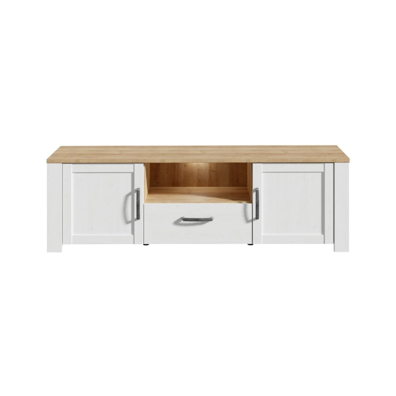 Bohol TV Unit in Riviera Oak/White with Optional LED Lighting