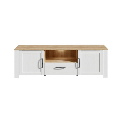 Bohol TV Unit in Riviera Oak/White with Optional LED Lighting