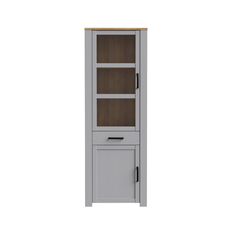 Bohol Narrow Display Cabinet in Riviera Oak/Grey Oak Optional LED Lighting