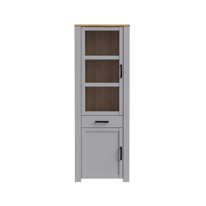 Bohol Narrow Display Cabinet in Riviera Oak/Grey Oak Optional LED Lighting