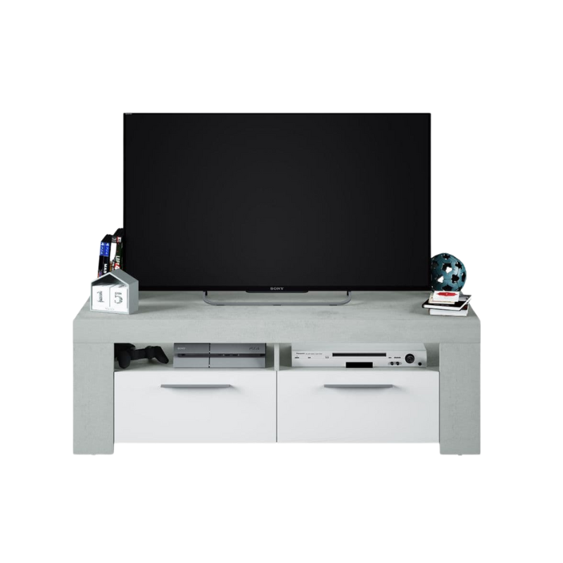 Dalma White Gloss and Grey TV Cabinet Entertainment Unit