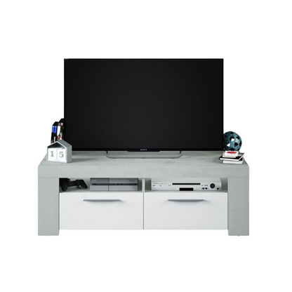Dalma White Gloss and Grey TV Cabinet Entertainment Unit