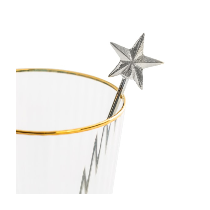 Set of 4 Nickel Star Drinks Stirrers