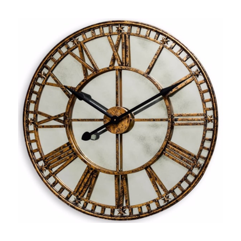 Large Gold Clock with Antique Mirror Face