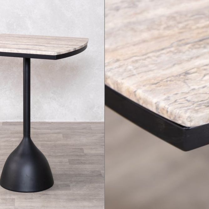 Eton Breakfast Bar Table With Grey Travertine Top