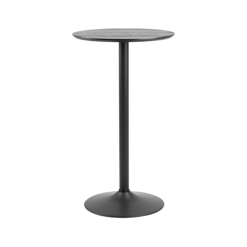 Ibiza Tall Round Bar Table with Black Ash Top and Matt Black Base