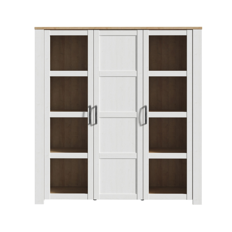 Bohol Large Display Cabinet in Riviera Oak/White with Optional LED Lighting