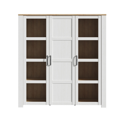 Bohol Large Display Cabinet in Riviera Oak/White with Optional LED Lighting
