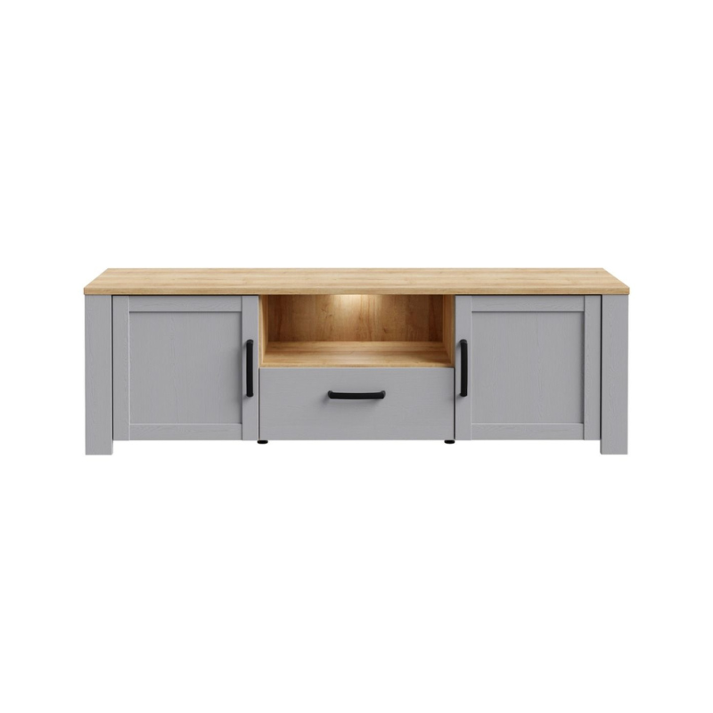 Bohol TV Unit in Riviera Oak/Grey Oak with Optional LED Lighting