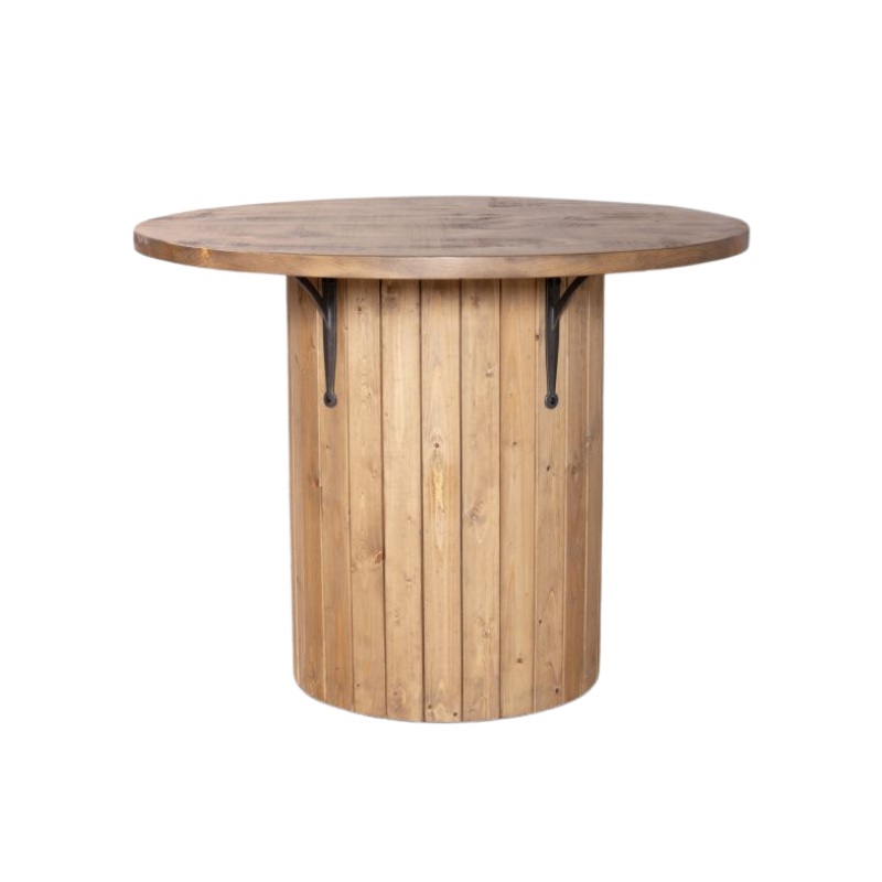 Pine Slatted Drum Bar Table