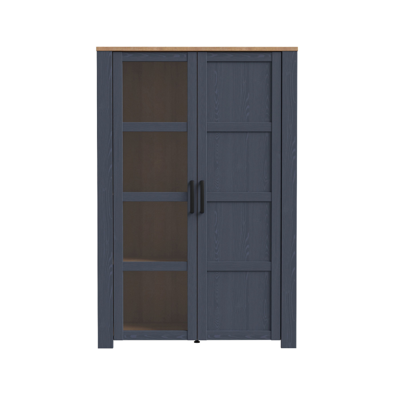 Bohol Display Cabinet in Riviera Oak/Navy with Optional LED Lighting