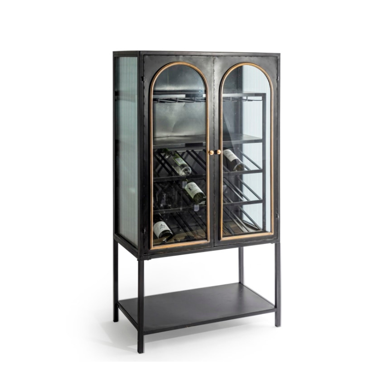 Black and Antique Gold "Orwell" Wine Storage Cabinet