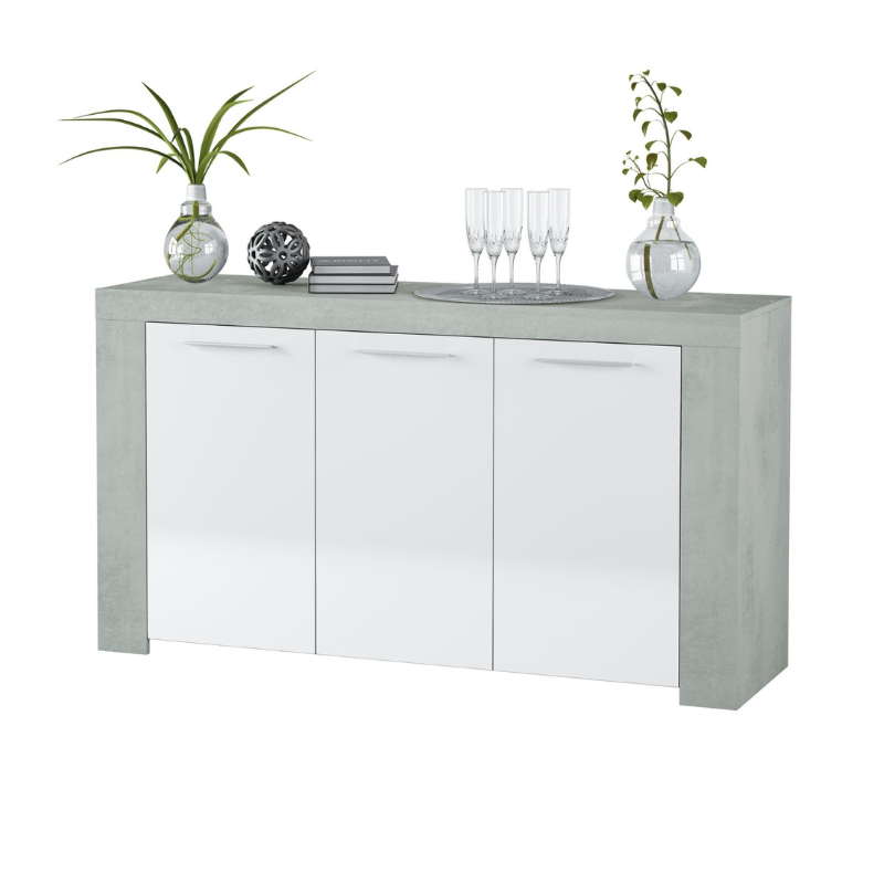 Dalma White Gloss and Grey Sideboard