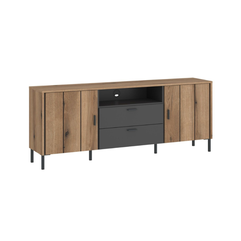 Arundel TV Cabinet 2 Door 2 Drawer 158cm Wide in Oak/Grey