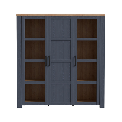 Bohol Large Display Cabinet in Riviera Oak/Navy with Optional LED Lighting