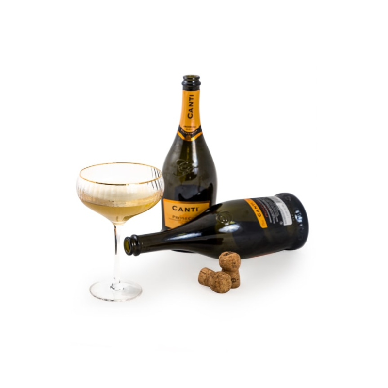 Set of 6 Large Traditional Coupe Champagne Glasses with Gold Rims