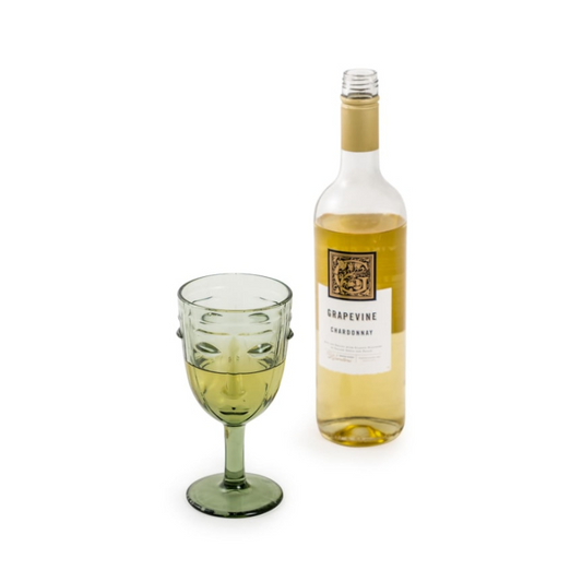 Set of 6 Green Deco Face Wine Glasses