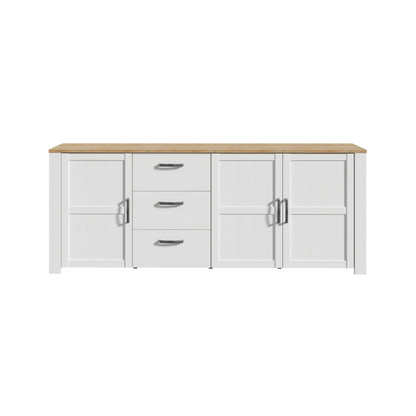 Bohol Large Sideboard in Riviera Oak/White
