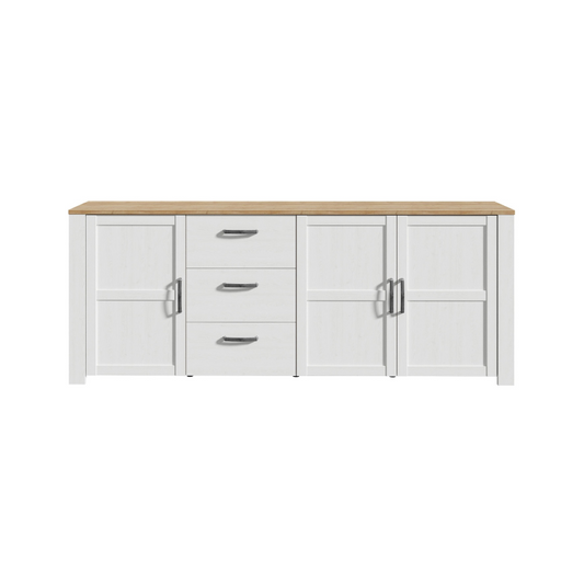 Bohol Large Sideboard in Riviera Oak/White