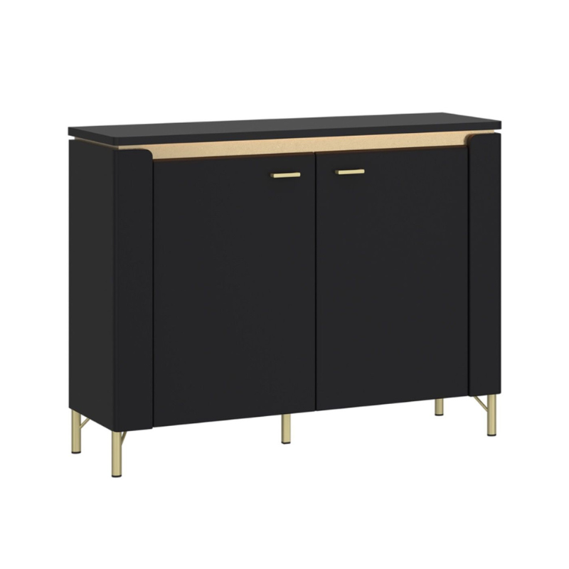 Genoa Sideboard 2 Door in Black Matt/Gold