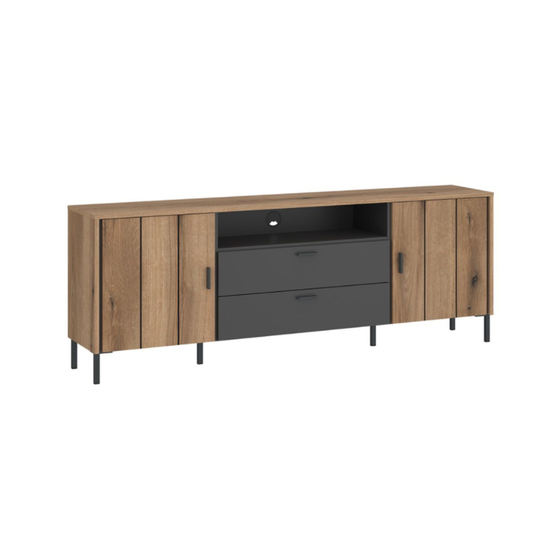 Arundel TV Cabinet 2 Door 2 Drawer 173cm Wide in Oak/Grey