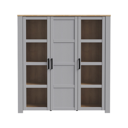 Bohol Large Display Cabinet in Riviera Oak/Grey Oak with Optional LED Lighting